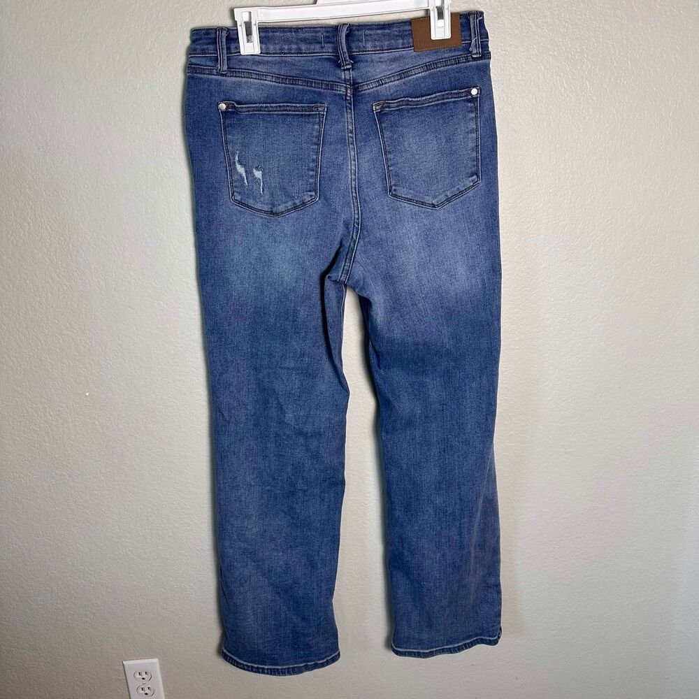 Judy Blue 90's Straight Fit Distressed High Rise Stretchy Jeans Size 15/32 - Picture 4 of 6